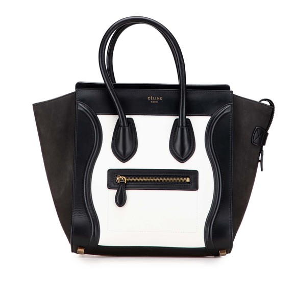 Pre-Loved Celine Micro Bicolor Nubuck and Drummed Calfskin Luggage Tote - Picture 1 of 11